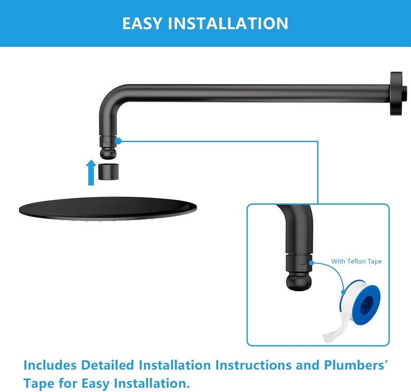 Lordear Shower Arm Extension 16 inch Stainless Steel Shower Head Extension Arms, Wall Mounted Shower Extender Arm with Flange Oil Rubbed Bronze - Image 4